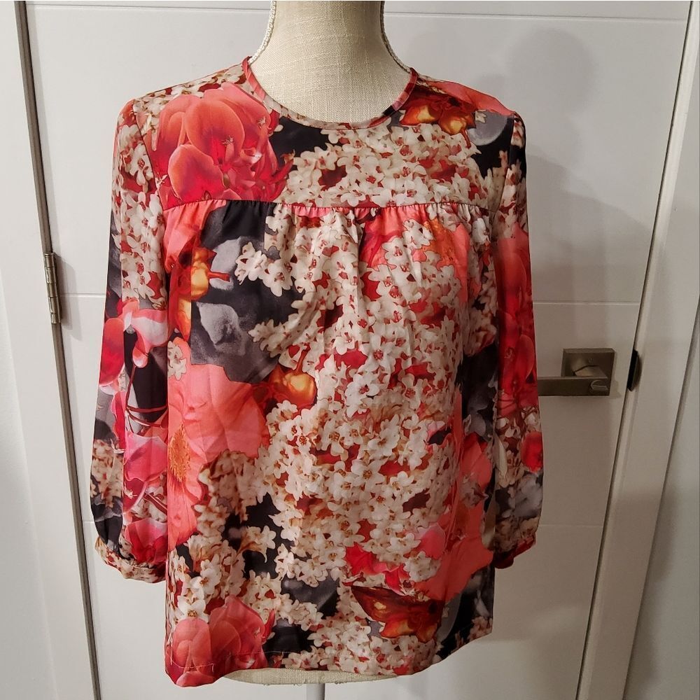 Ted Baker London Floral Print Blouse Size 1/4